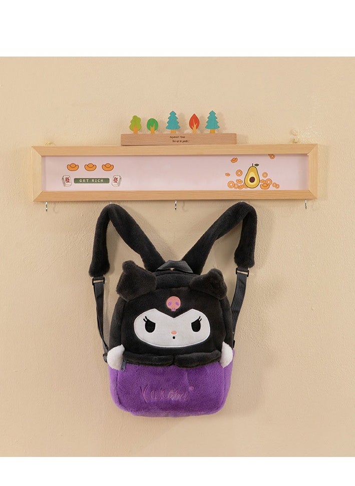 Sanrio Kuromi crossbody bag, handbag, plush bag, children's handbag, purple and black  - Image 1