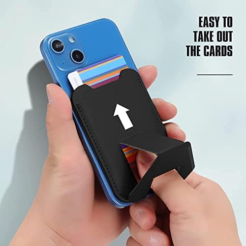 Mizi Faux Leather Magnetic Card Wallet Holder For Apple Magsafe, Phone Stand & Card Holder For Apple Iphone 15/14/13/12 Series - Black - Image 3