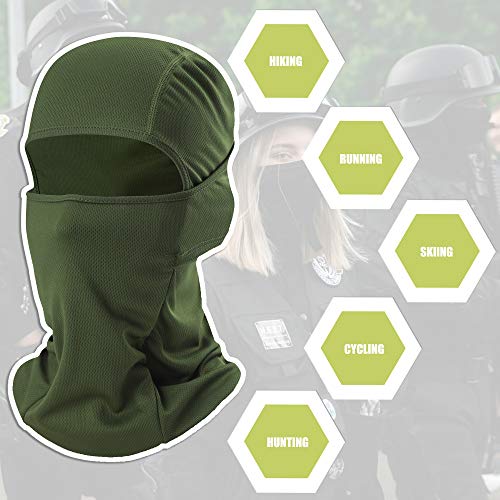 hikevalley Balaclava Face Mask Adjustable Windproof UV Protection Hood (US, Alpha, One Size, Army Green) - Image 2
