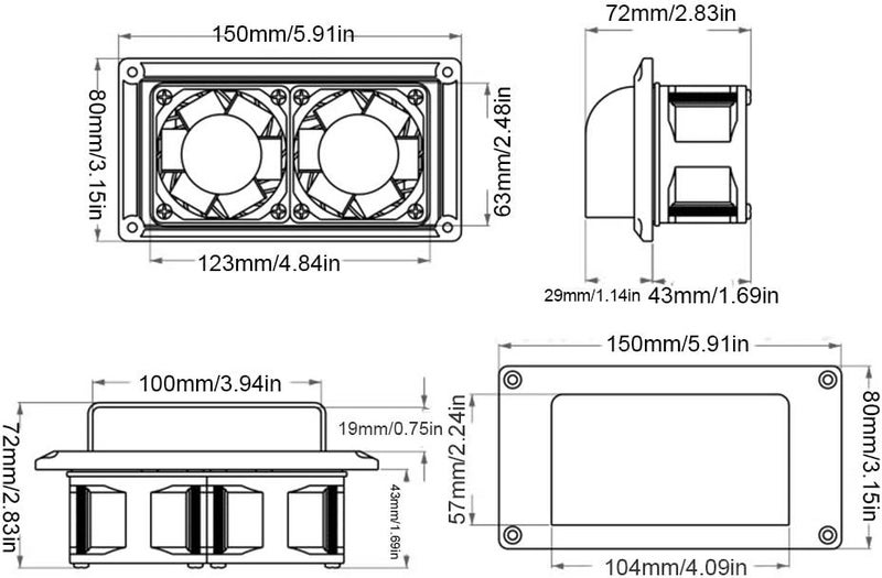 كيميس مروحة تهوية جانبية من نوع ABS RV، 12V 25W، مروحة تهوية وعادم للسيارات الترفيهية والكرفانات والمقطورات والقوارب واليخوت البحرية - Image 4