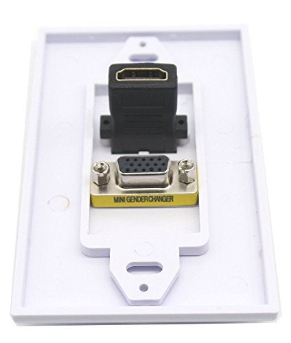 Poyiccot VGA Wall Plates, 1 Port HDMI Female + 1 Port VGA 15P Female AV Wall Outlet Video Socket Face Connector Plate White ABS (1HDMI+1VGA) - Image 5