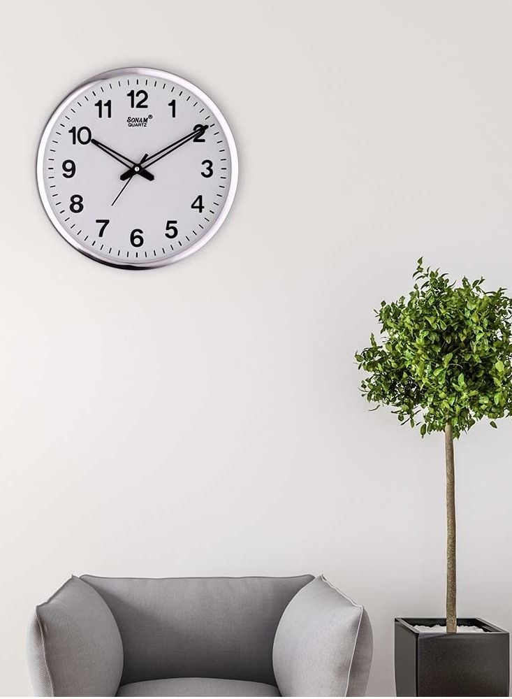 SONAM Round Shaped Office Wall Clock 207 White - Image 3