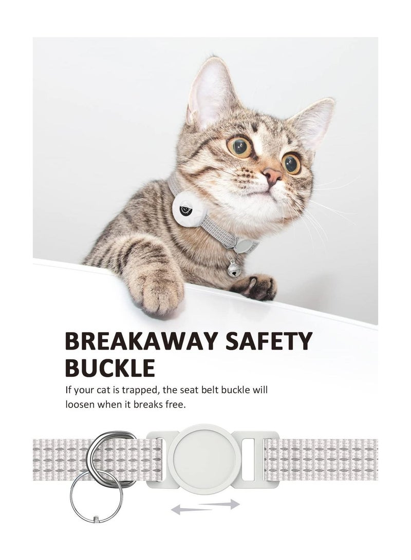 AirTag Cat Collar, Reflective Kitten Collar Breakaway Air Tag with Holder and Bell, Lightweight Collars for Girl Boy Cats Kittens Puppies (White) - Image 3