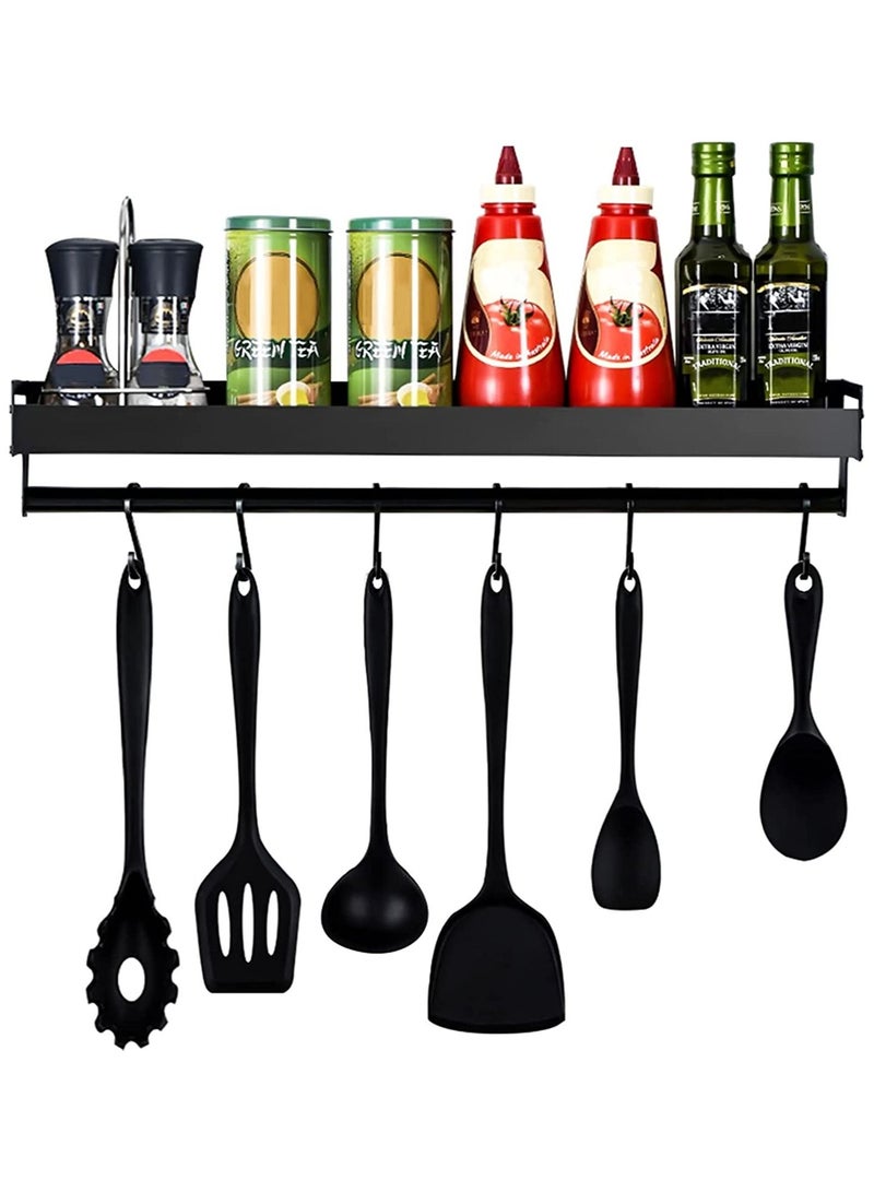 DubaiGallery منظم مطبخ تخزين جدار جبل رفوف التوابل رفوف الألومنيوم أواني ملعقة شماعات هوك لوازم اكسسوارات المطبخ - Image 1