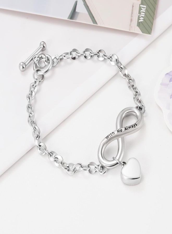 XIUDA Heart Urn Bracelet for Ashes Stainless Steel Memorial Jewelry Cremation Bracelet Locket Holder Bangle Link Chain for Women Men - Image 4