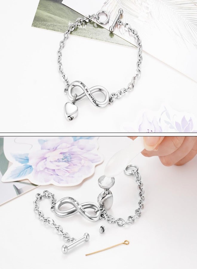 XIUDA Heart Urn Bracelet for Ashes Stainless Steel Memorial Jewelry Cremation Bracelet Locket Holder Bangle Link Chain for Women Men - Image 2