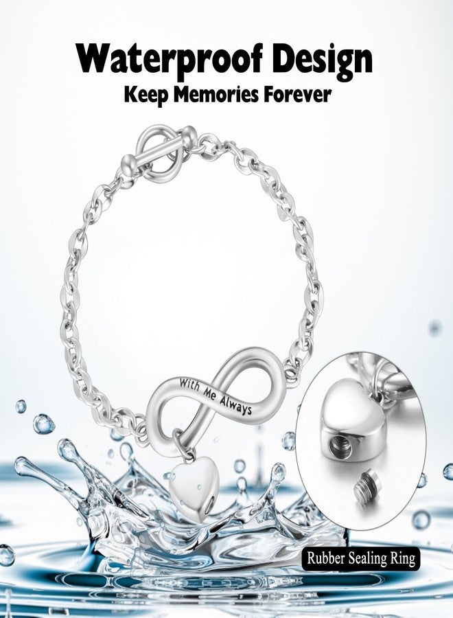 XIUDA Heart Urn Bracelet for Ashes Stainless Steel Memorial Jewelry Cremation Bracelet Locket Holder Bangle Link Chain for Women Men - Image 5