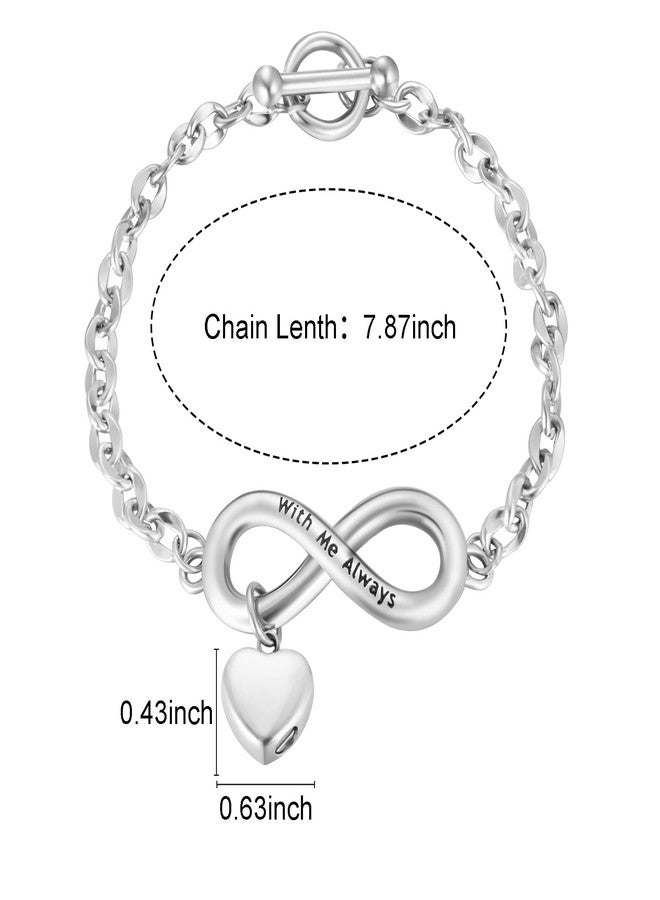 XIUDA Heart Urn Bracelet for Ashes Stainless Steel Memorial Jewelry Cremation Bracelet Locket Holder Bangle Link Chain for Women Men - Image 3