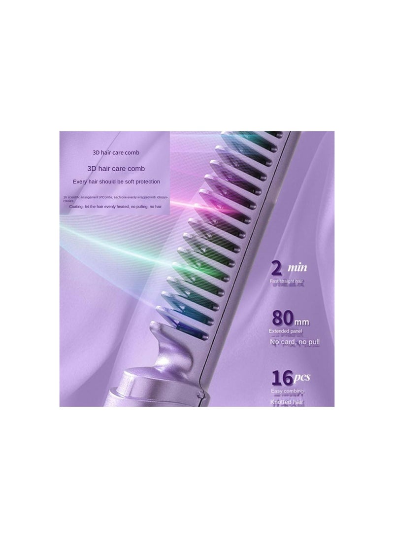 Rechargeable Mini Hair Straightener Comb, Portable Mini Heat Straightening Brush, Cordless for Trip Travel 3 Temperature Adjustments Flat Iron for Short Hair (Green)  - Image 3