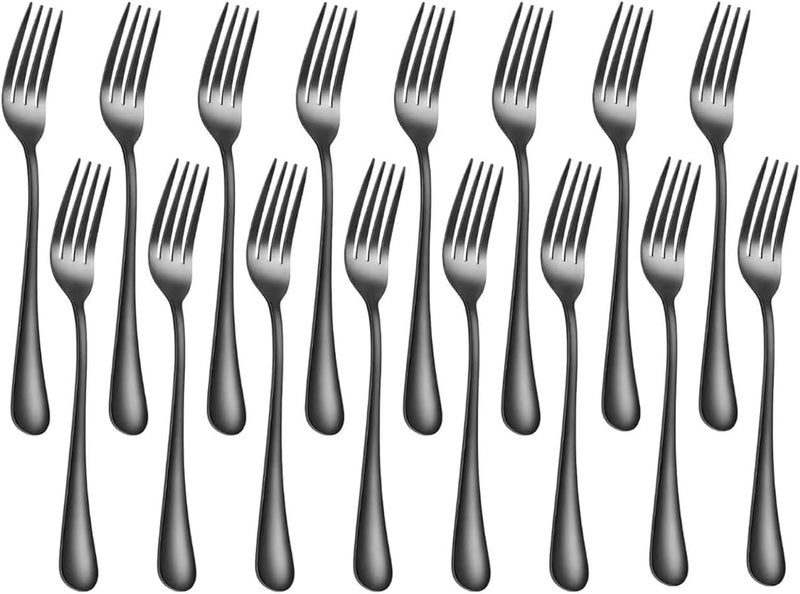 ITITT Black Forks 16 Pices Dinner Forks 8 Inches Food Grade forks stainless steel Table Forks Flatware Forks Mirror Polished Sturdy and Durable Dishwasher Safe Great for Home Kitchen or Restaurant - Image 1