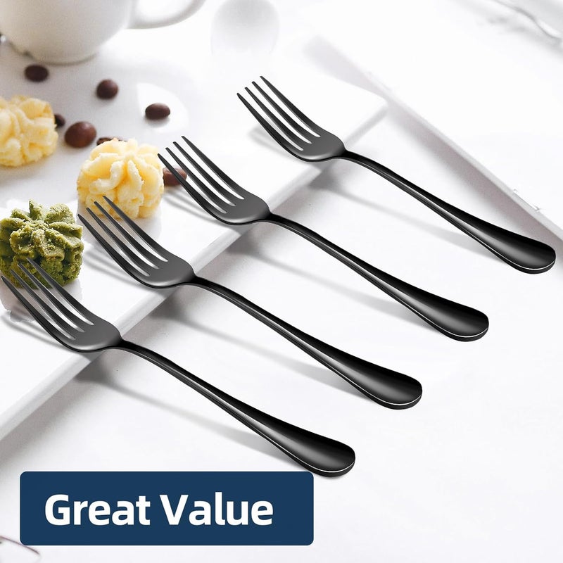 ITITT Black Forks 16 Pices Dinner Forks 8 Inches Food Grade forks stainless steel Table Forks Flatware Forks Mirror Polished Sturdy and Durable Dishwasher Safe Great for Home Kitchen or Restaurant - Image 4
