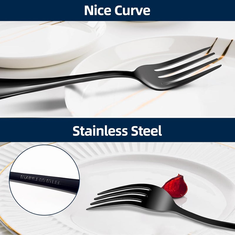 ITITT Black Forks 16 Pices Dinner Forks 8 Inches Food Grade forks stainless steel Table Forks Flatware Forks Mirror Polished Sturdy and Durable Dishwasher Safe Great for Home Kitchen or Restaurant - Image 3