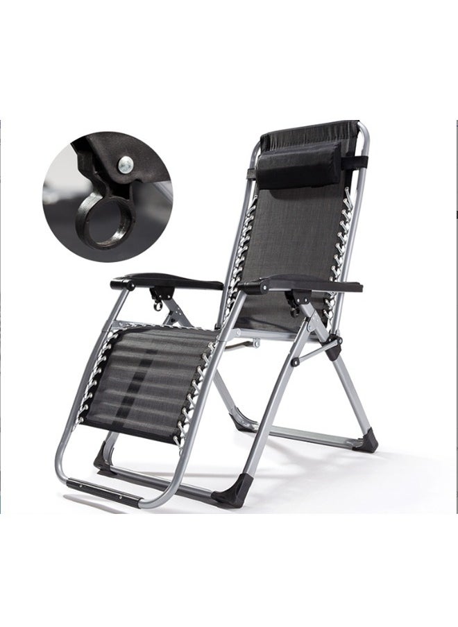 Generic - Outdoor Lounges Chair Foldable Camping Chair, Zero Gravity Adjustable Beach Chair and Garden Chair with Pillows Cup Holders for Poolside Backyard and Beach - Image 1