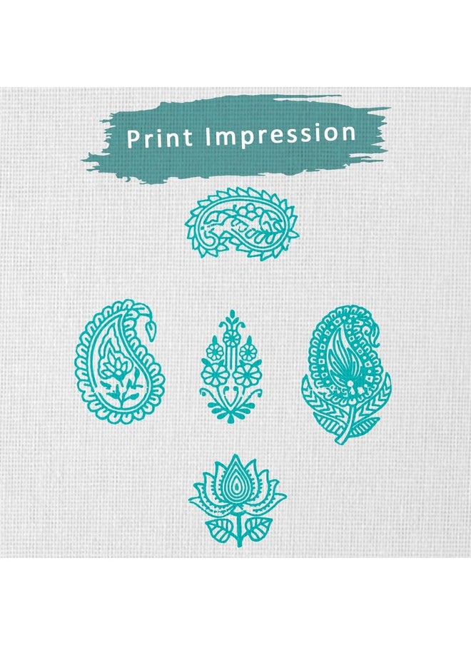 Hashcart Hashcart | Set of 5 | Paisley and Leaf Designs Wooden Printing Stamps - Wooden Blocks for Scrapbooking Kids Textile Paper Pottery Craft  - Image 3