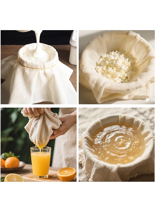 HS 6Pcs Reusable Cheesecloth, Grade 100 Unbleached Pure Cotton Cheese Cloths For Straining, All Natural Unbleached Cotton Stitched Edges, Ultra Fine Mesh Lint Free Muslin Cloth For Cooking, Cheese Making, Nut Milk, Yogurt, 20x20 Inches (50x50 cm), Natural - Image 5