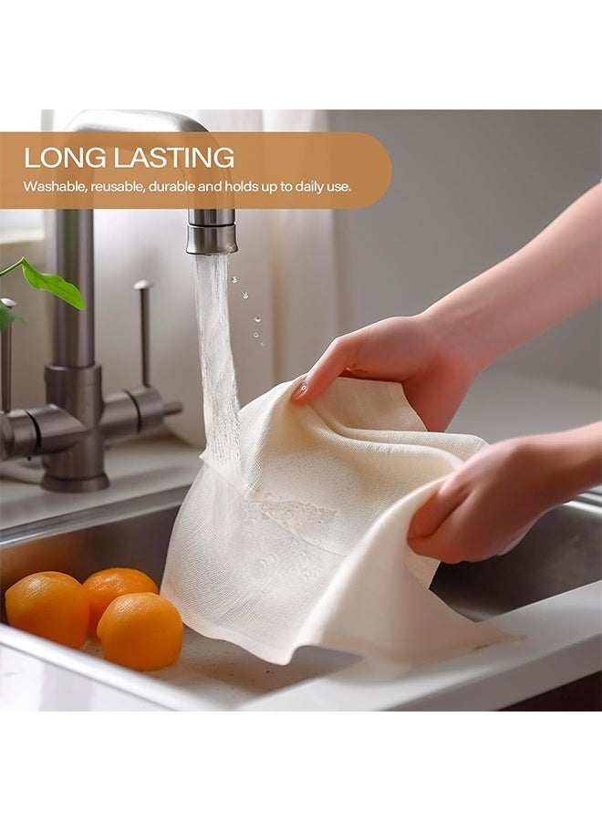 HS 6Pcs Reusable Cheesecloth, Grade 100 Unbleached Pure Cotton Cheese Cloths For Straining, All Natural Unbleached Cotton Stitched Edges, Ultra Fine Mesh Lint Free Muslin Cloth For Cooking, Cheese Making, Nut Milk, Yogurt, 20x20 Inches (50x50 cm), Natural - Image 3