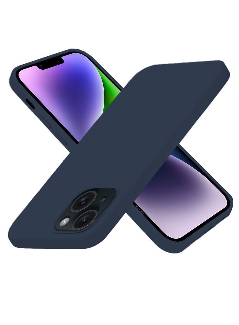 CATANES Silicone Case Cover for Apple iPhone 14 Plus, Slim Protective Cover with Microfiber Lining, Drop Protection - Dark Blue - Image 3