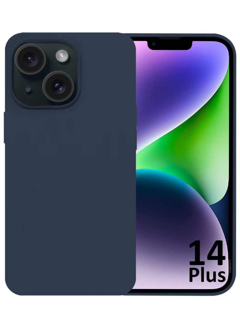 CATANES Silicone Case Cover for Apple iPhone 14 Plus, Slim Protective Cover with Microfiber Lining, Drop Protection - Dark Blue - Image 2
