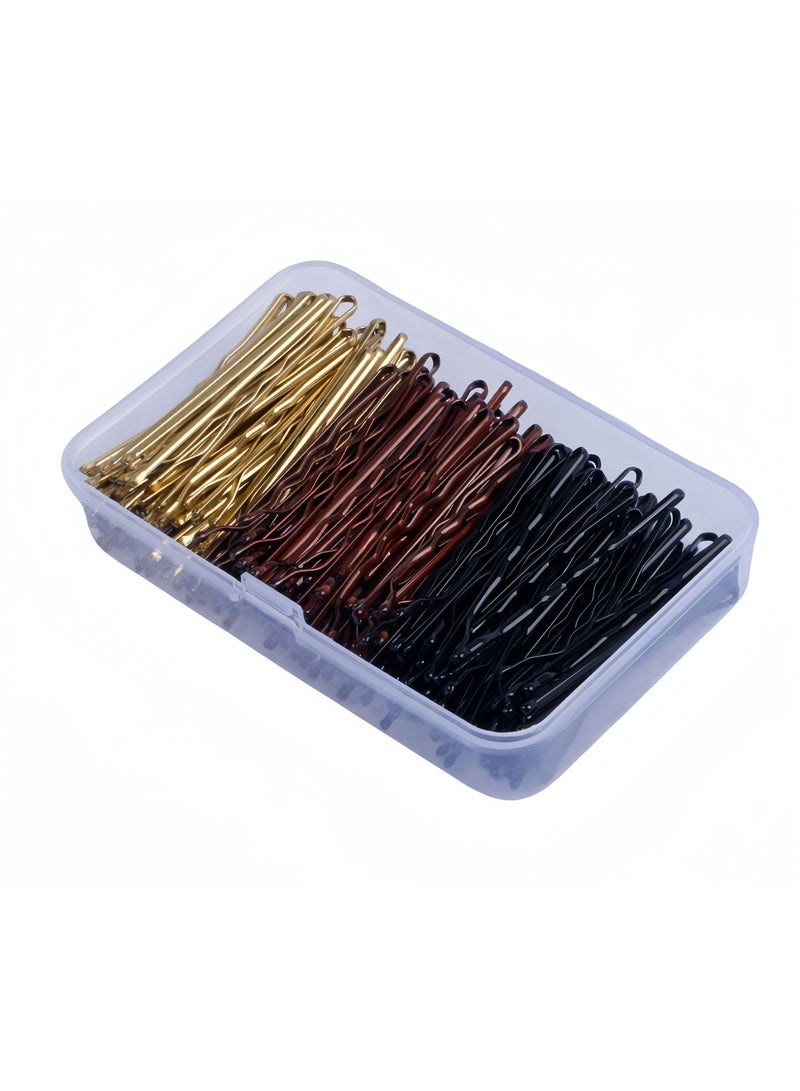 150 Pieces Bobby Pins, Hair Grips For Women Hair Styling Pins With Storage Box, metal hairpin(Black,Gold,Coffee) - Image 1