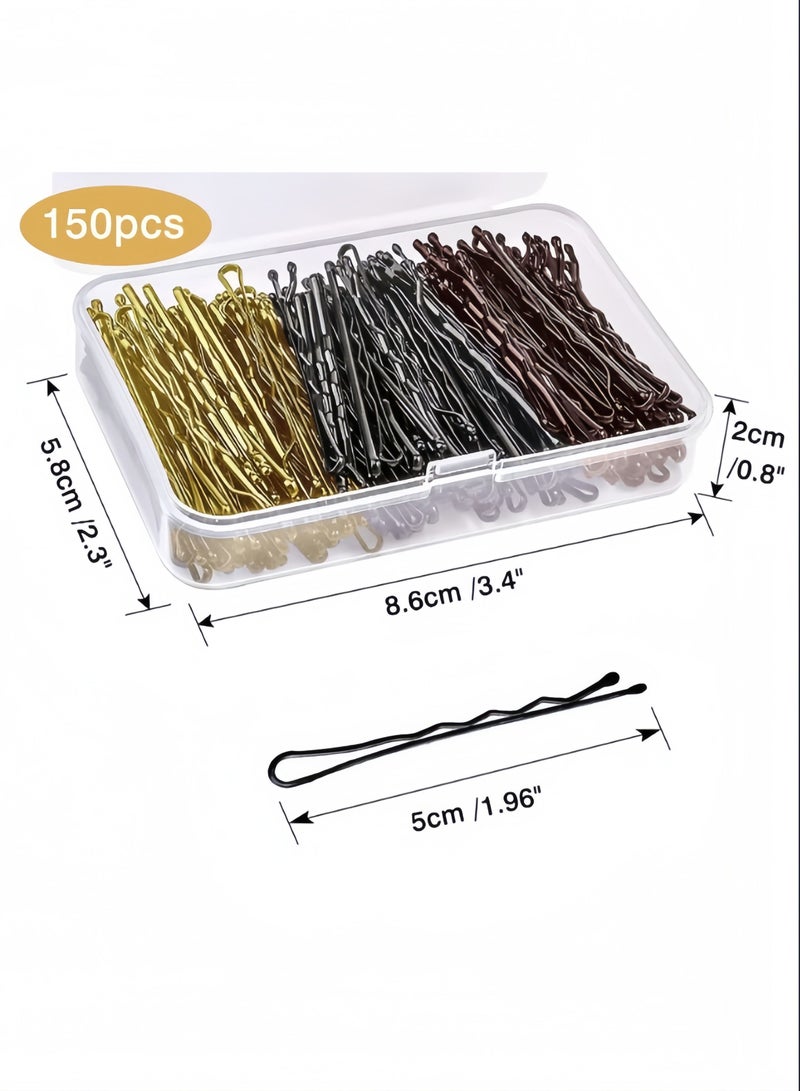 150 Pieces Bobby Pins, Hair Grips For Women Hair Styling Pins With Storage Box, metal hairpin(Black,Gold,Coffee) - Image 3