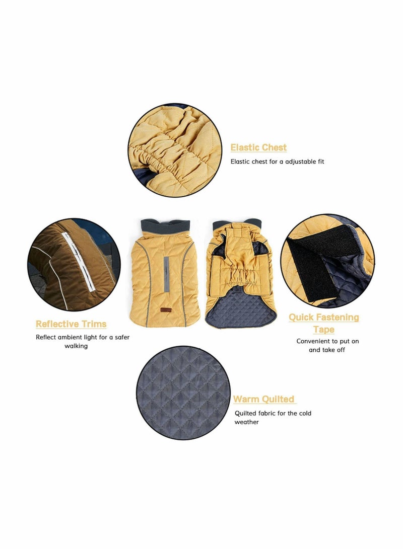 Excefore Dog Cold Weather Jacket Coats, Waterproof Windproof Reversible Winter Dog Jacket, Thick Padded Reflective Warm Clothes Quilted Outdoor Pet Vest, for Small Medium Large Dogs  - Image 3