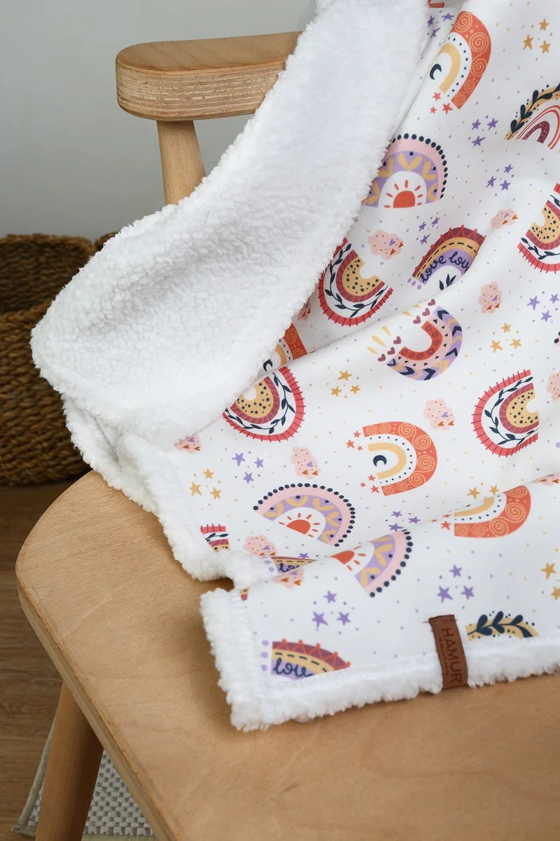 Hamur Fluffy Baby Blanket Mother Baby Newborn 80x100 Cm Sky Powder Sheepskin Blanket