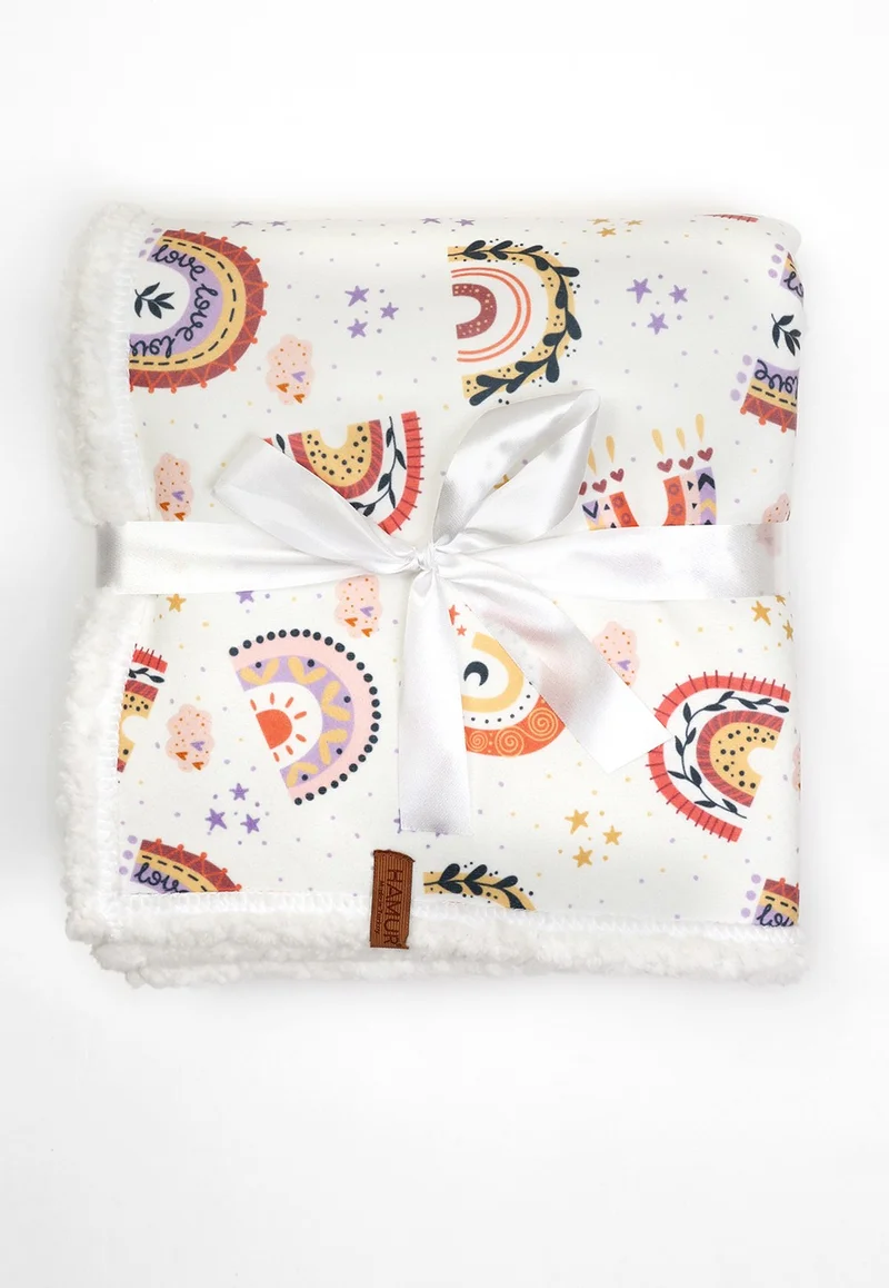 Hamur Fluffy Baby Blanket Mother Baby Newborn 80x100 Cm Sky Powder Sheepskin Blanket