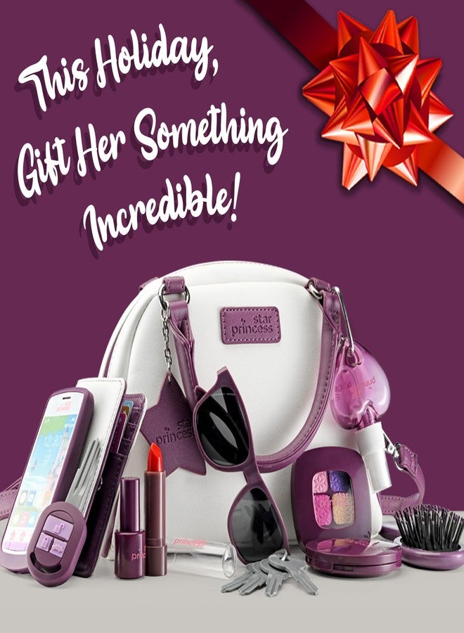 Star Princess Play Purse for Little Girls - Toddler Girl Toys Includes Phone, Wallet, Fake Makeup Accessories - 3 Year Old Girl Gifts Princess Toys Dress Up Pretend Play Birthday Gift for Girls Ages 3 4 5 6 + - Image 3