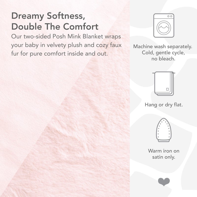 Little Giraffe Posh Mink Baby Blanket - Double-Sided Ultra Soft Plush Fabric, for New Moms, Newborn Must-Have for Girls, Cozy & Cuddly Comfort Blanket, 29" x 35", Pink - Image 4
