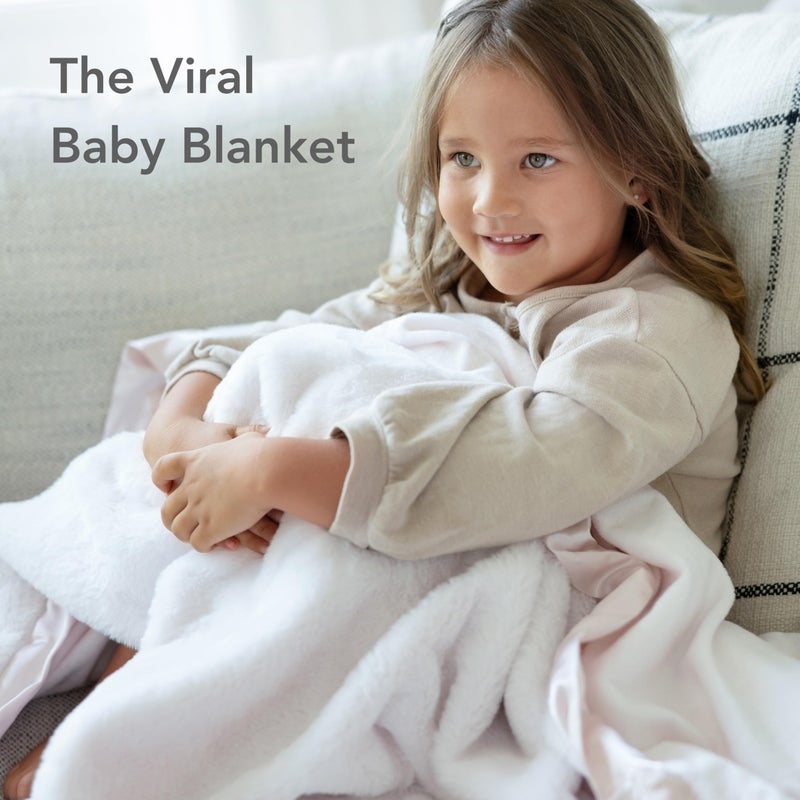 Little Giraffe Posh Mink Baby Blanket - Double-Sided Ultra Soft Plush Fabric, for New Moms, Newborn Must-Have for Girls, Cozy & Cuddly Comfort Blanket, 29" x 35", Pink - Image 3