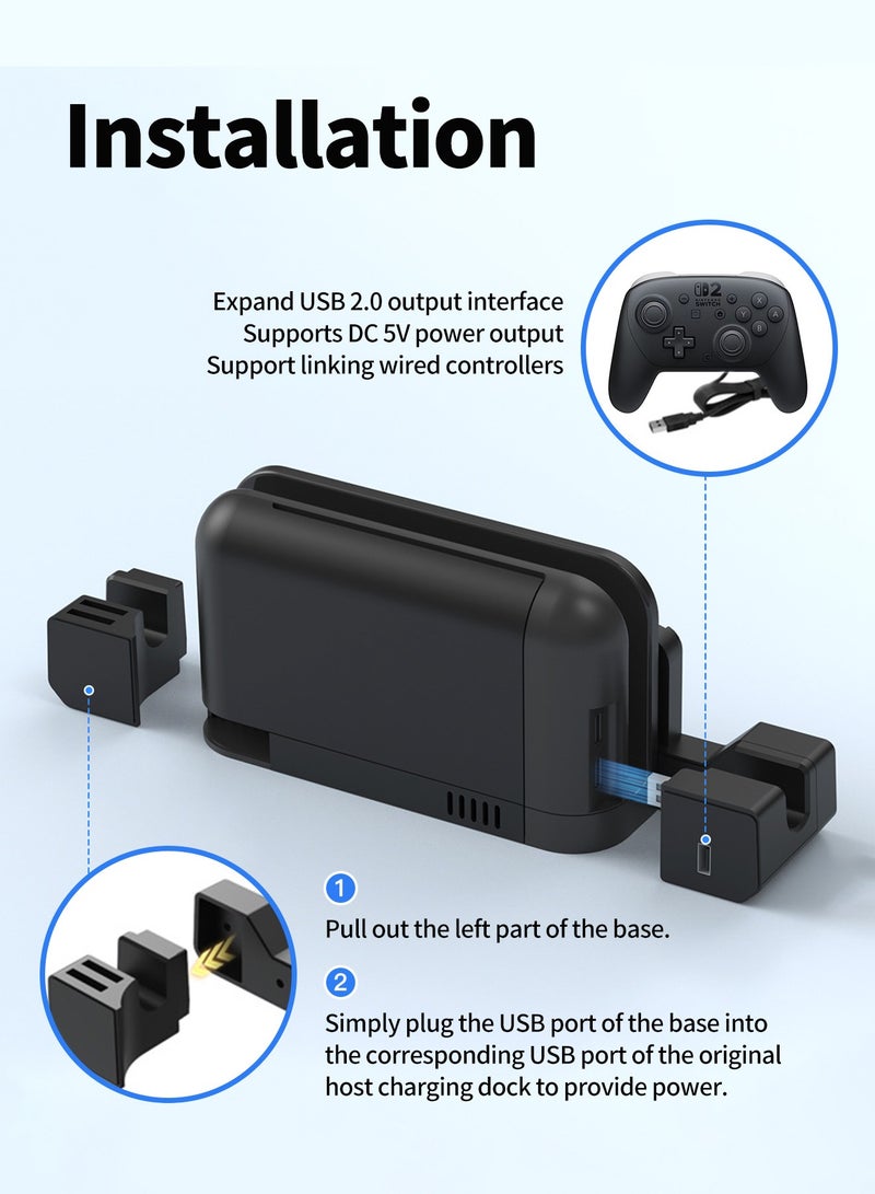 بيكسنست قاعدة شحن لجهاز Switch 2 JoyCon، شاحن Joy Cons مغناطيسي بأربعة فتحات، حماية الدائرة، ملحق متعدد اللاعبين لجهاز Switch 2. - Image 3