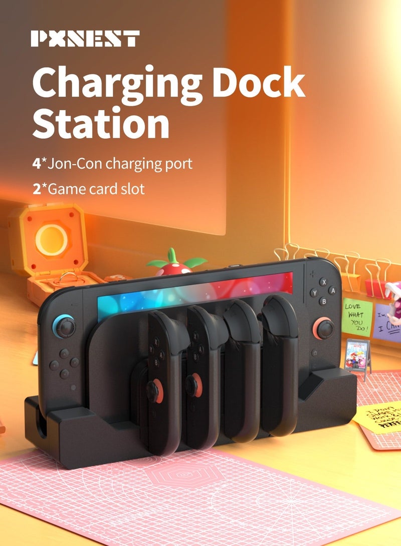 بيكسنست قاعدة شحن لجهاز Switch 2 JoyCon، شاحن Joy Cons مغناطيسي بأربعة فتحات، حماية الدائرة، ملحق متعدد اللاعبين لجهاز Switch 2. - Image 1