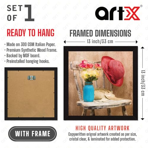 ArtX Paper Flower Wall Art Framed Painting, Wall Decor For Living Room, Multicolor, Floral, 13 X 13 inches, Set of 1 (AXB00341-FLR) - Image 2