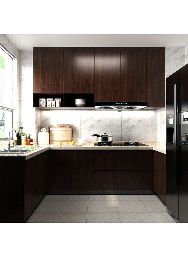 TOTIO Extra Wide Wood Grain Contact Paper Dark Brown 31.5X157In Thick Matte Black Walnut Textured Wallpaper Peel Stick Waterproof Self Adhesive Furniture Stickers Vinyl Wall Stickers Chocolate Brown - Image 2