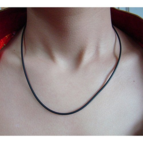 ELLITE Styles ELLITE 2mm Black Rubber Cord Necklace Rope Chain with Silver-Tone Stainless Steel Lobster Clasp-22" - Image 5