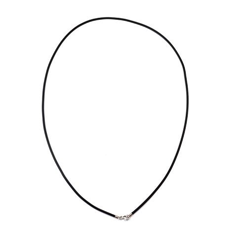 ELLITE Styles ELLITE 2mm Black Rubber Cord Necklace Rope Chain with Silver-Tone Stainless Steel Lobster Clasp-22" - Image 2