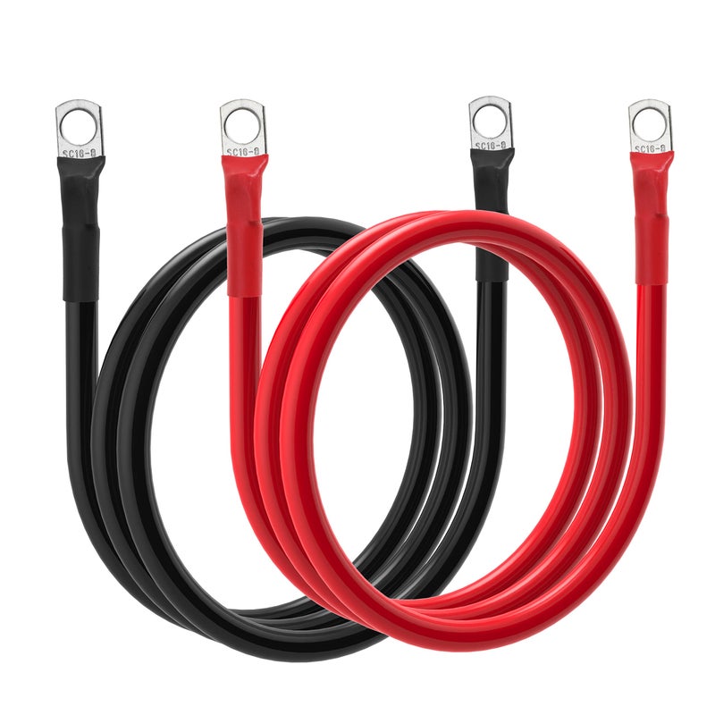 كابل بطارية 6 AWG كابلات عاكس بطارية 6AWG للسيارات والطاقة الشمسية والقوارب والسيارات والدراجات النارية 6 AWG 4FT 516