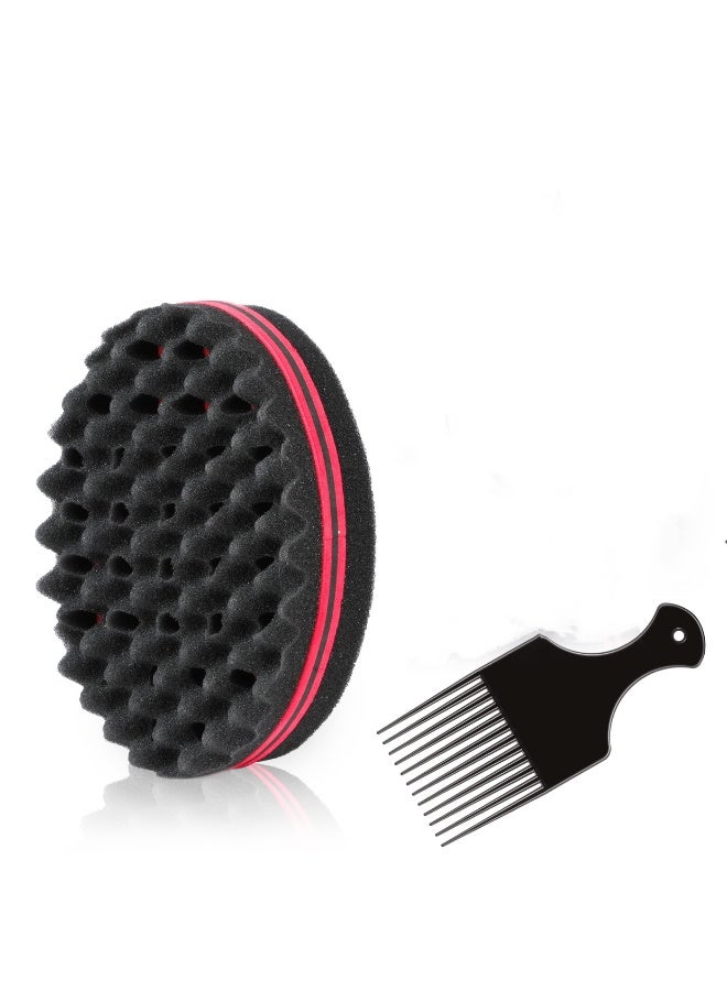 Small Holes Magic Twist Hair Sponge Barber Hair Brush Sponge Styling Tool For Afro Curl Coils Dreadlocks for Men and boys (Black) - Image 1
