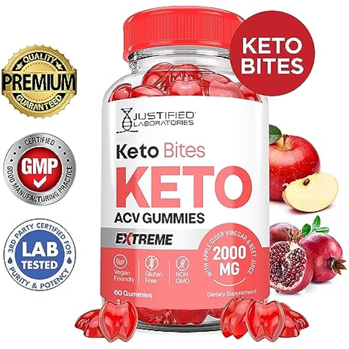 Justified Laboratories Keto Bits Keto ACV Gummies Extreme 2000MG Keto Bites Keto Gummies Apple Cider Vinegar Formulated with Pomegranate Beet Juice Powder B12 Vegan Non GMO 60 Gummys - Image 2