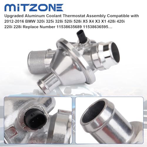 MITZONE Upgraded Aluminum Coolant Thermostat Assembly Compatible with 2012-2016 BMW 320i 325i 328i 520i 528i X5 X4 X3 X1 428i 420i 220i 228i Replace Number 11538635689 11538636595 - Image 4