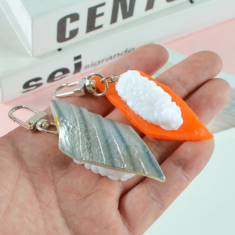 Simulation Japanese Salmon Small Sushi Keychain Door Buckle Fun Japanese Food And Play Model Creative Bag Pendant - Image 4