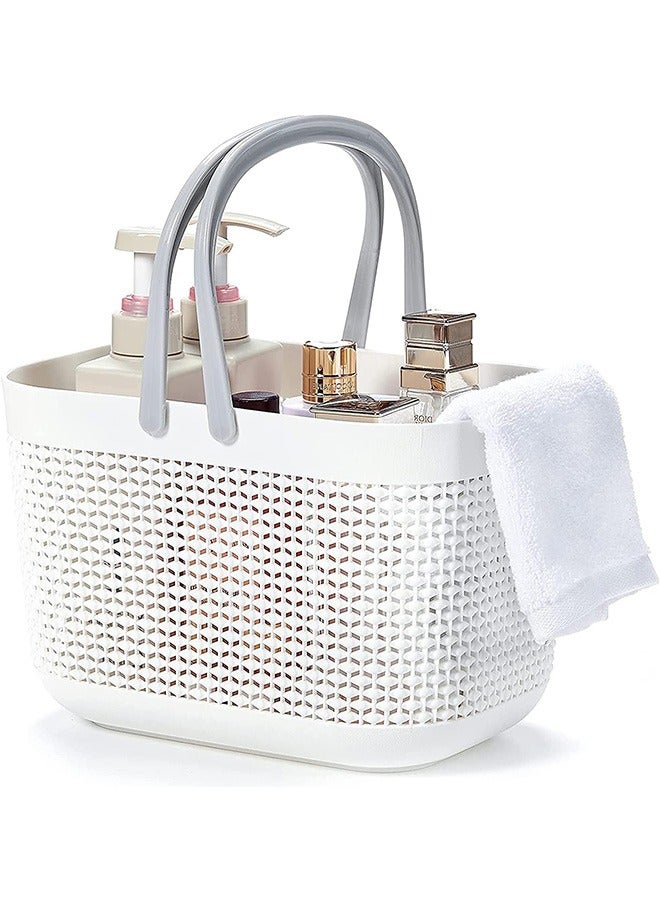 Shower Caddy Basket Tote for College Dorm Room Essentials, Plastic Storage Basket with Handles Portable Organizer bins for Kitchen Bathroom Bedroom Toiletry Laundry Garden Pool Beach