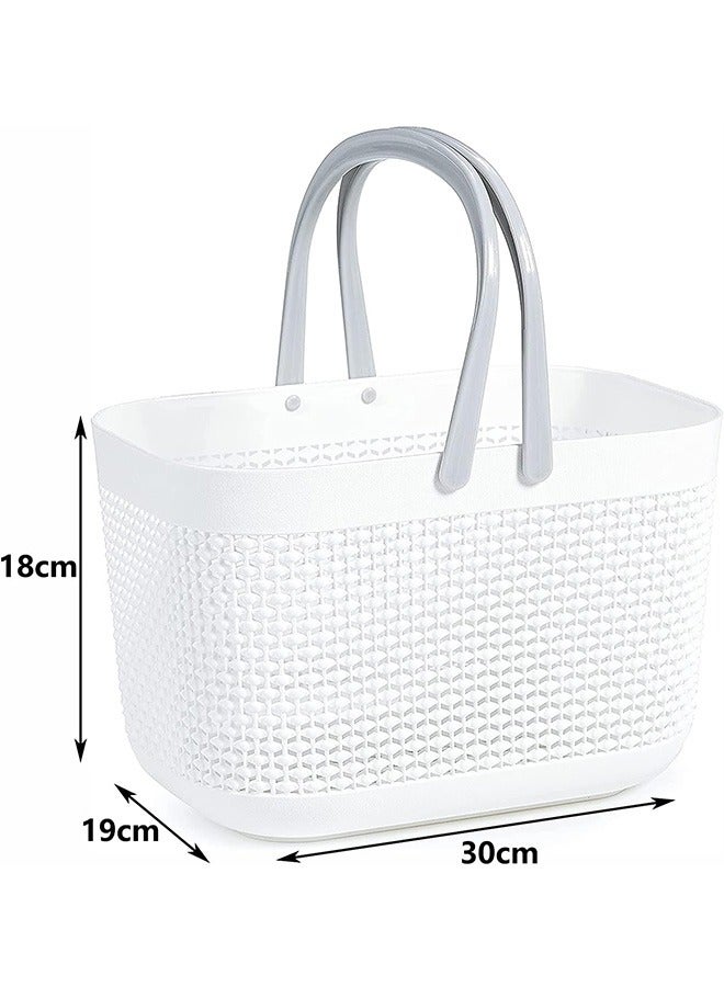 Shower Caddy Basket Tote for College Dorm Room Essentials, Plastic Storage Basket with Handles Portable Organizer bins for Kitchen Bathroom Bedroom Toiletry Laundry Garden Pool Beach