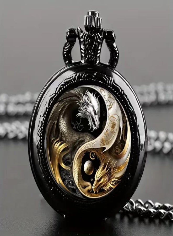 Glass Round Quartz Pocket Watch, Fashion Quartz Pocket Watch With Chain, Unique New Year  Birthday Gift