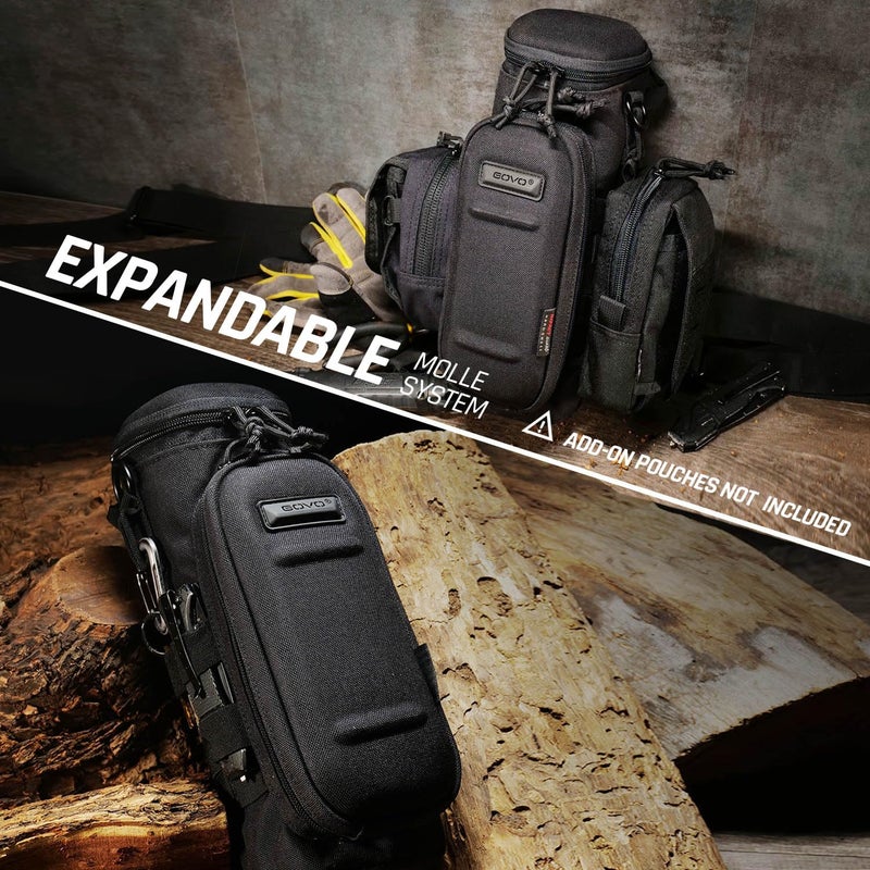 GOVO U1 Water Bottle Pouch with Zippered Hardshell Cap, Fits Up to 40oz Bottle, Molle System, Heavy Duty, Made With 100% Nylon - Image 4