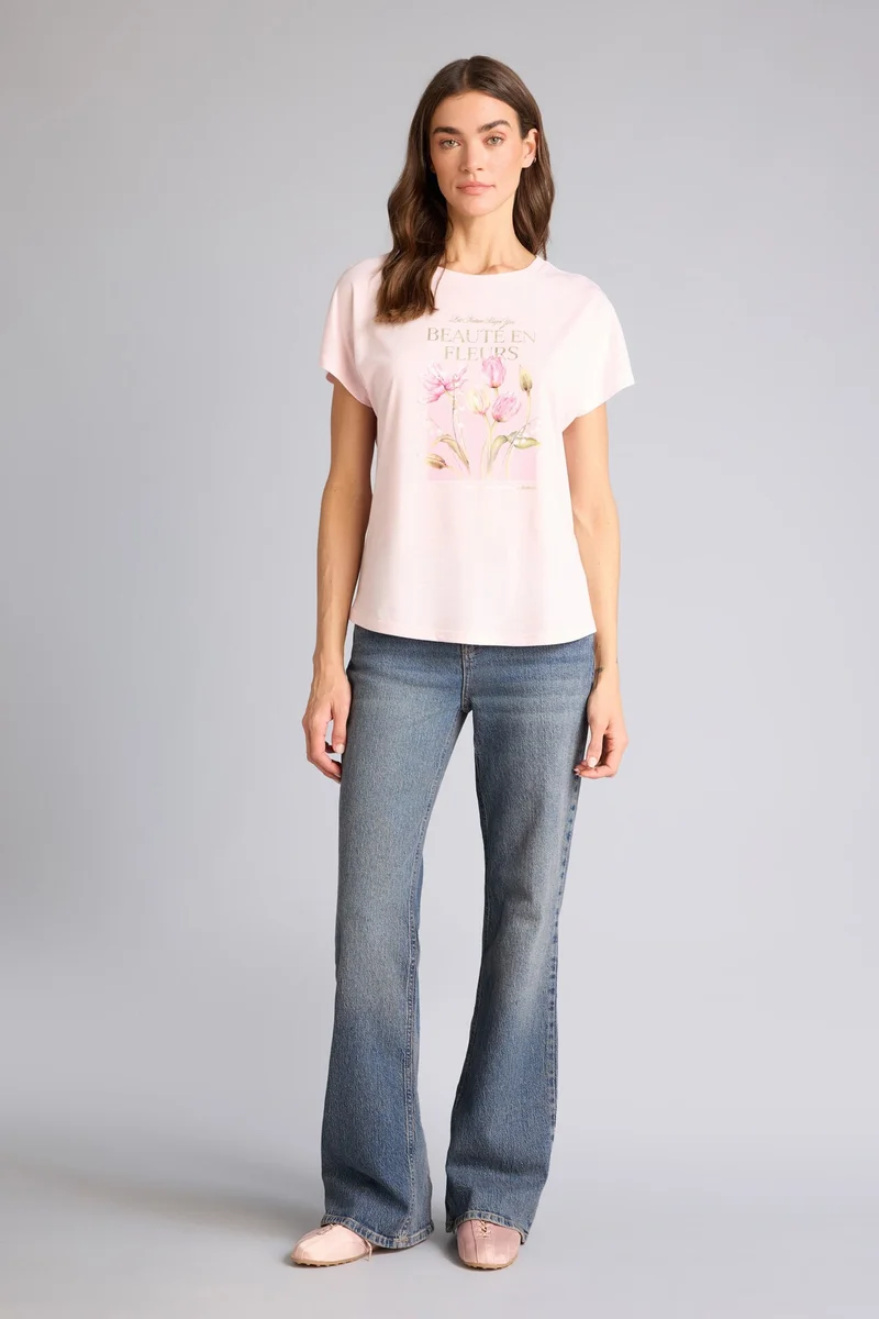 ديفاكتو Mother's Day Regular Fit Crew Neck Flower Short Sleeve T-Shirt