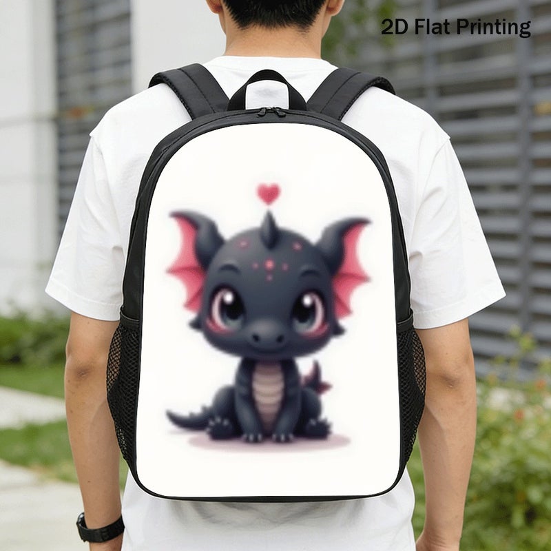 Fashion cute chibi dragon Backpack Lightweight Water Resistant 2D Flat Print for weekend travel outdoor for Teens - Image 1