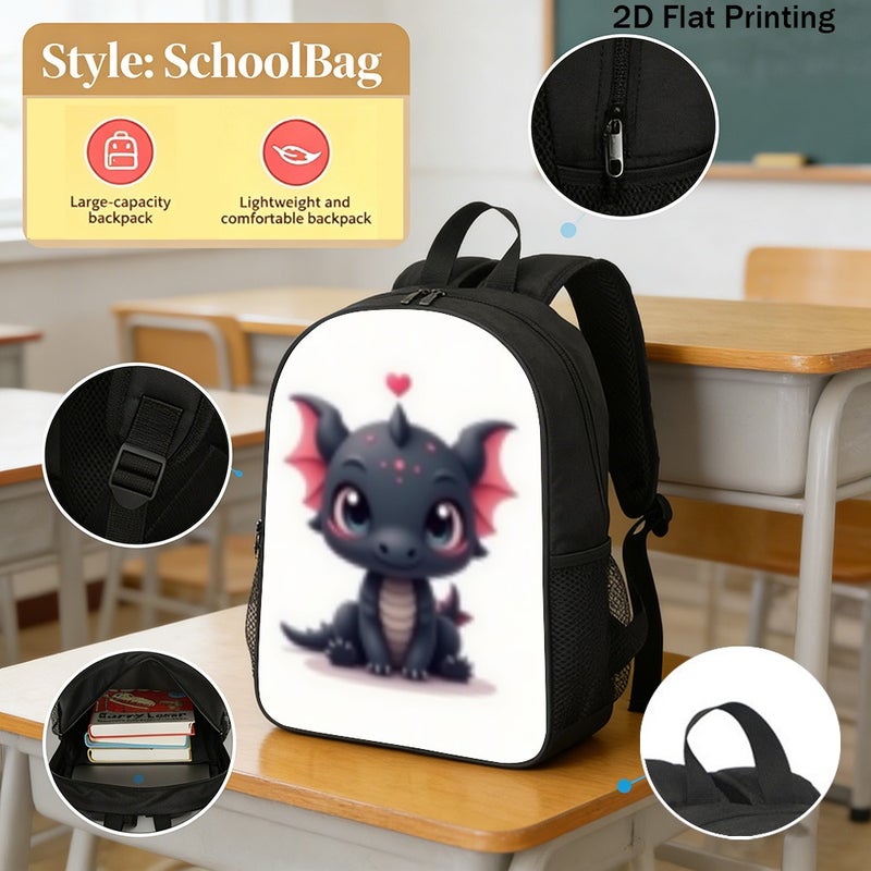 Fashion cute chibi dragon Backpack Lightweight Water Resistant 2D Flat Print for weekend travel outdoor for Teens - Image 2