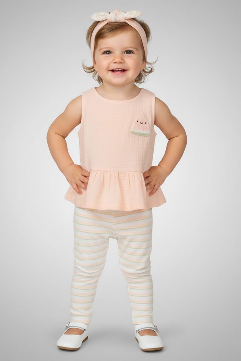 Lily & Jack Toddlers Girls 3 Pcs Top And Leggings With Headband Set, Multicolor - Image 1