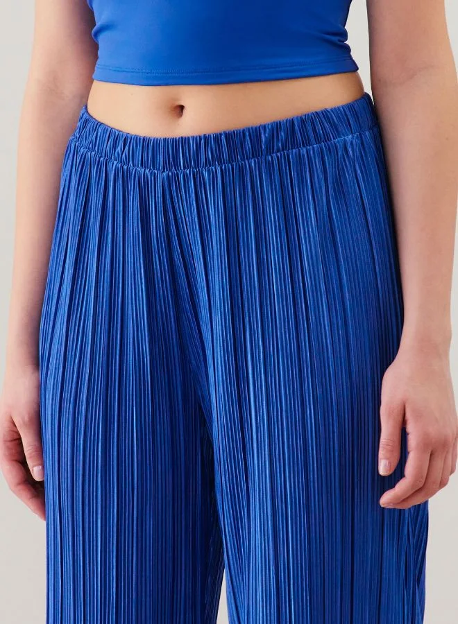 UNDIZ Pleated wide-leg trousers Mid blue